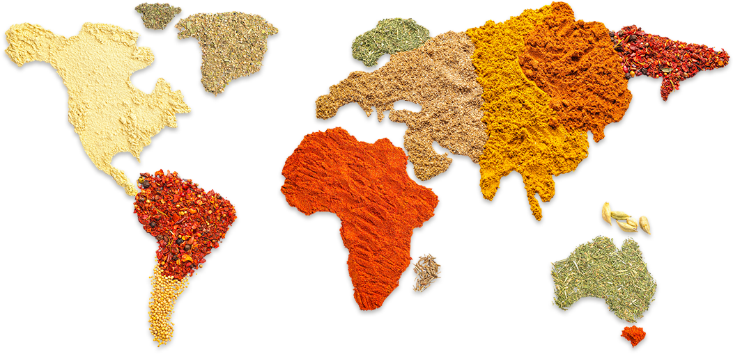 spices showing in world map